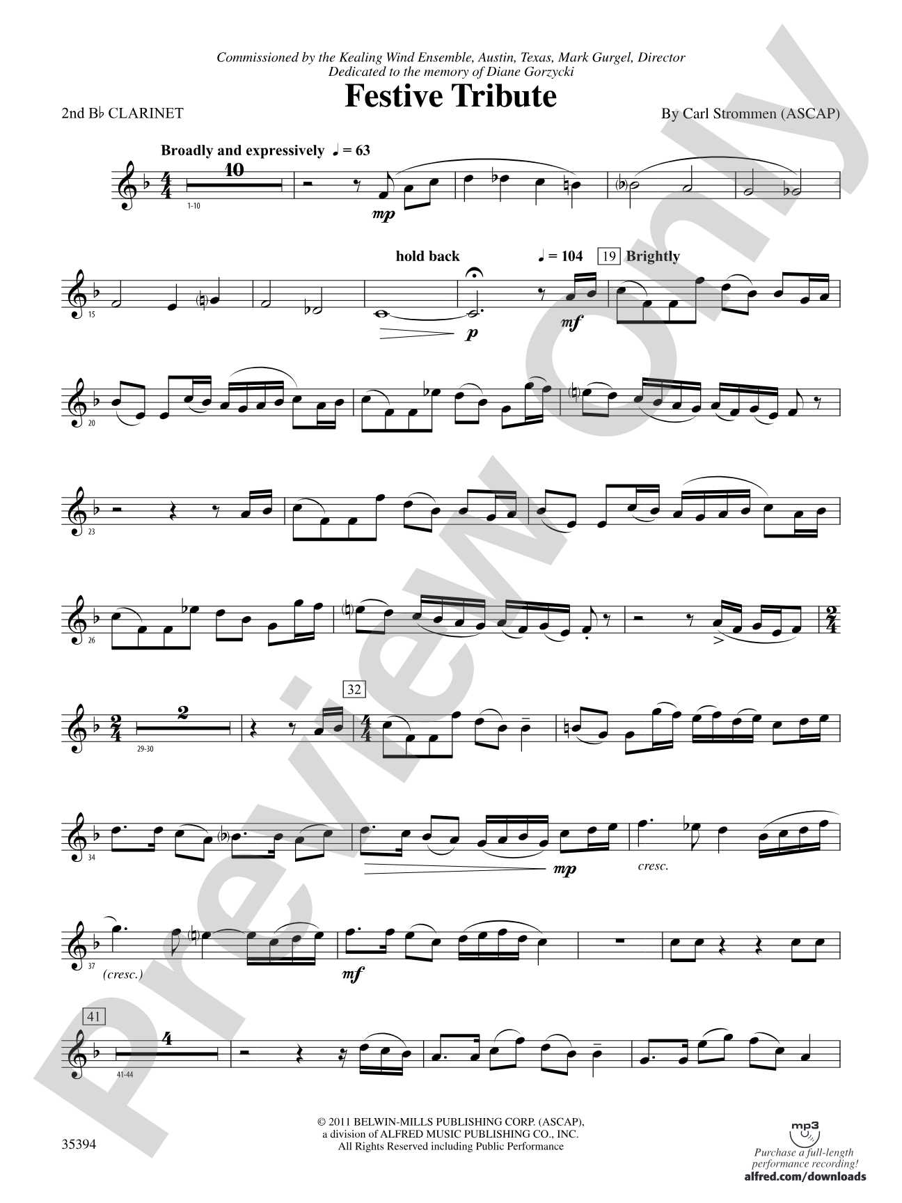 Festive Tribute: 2nd B-flat Clarinet