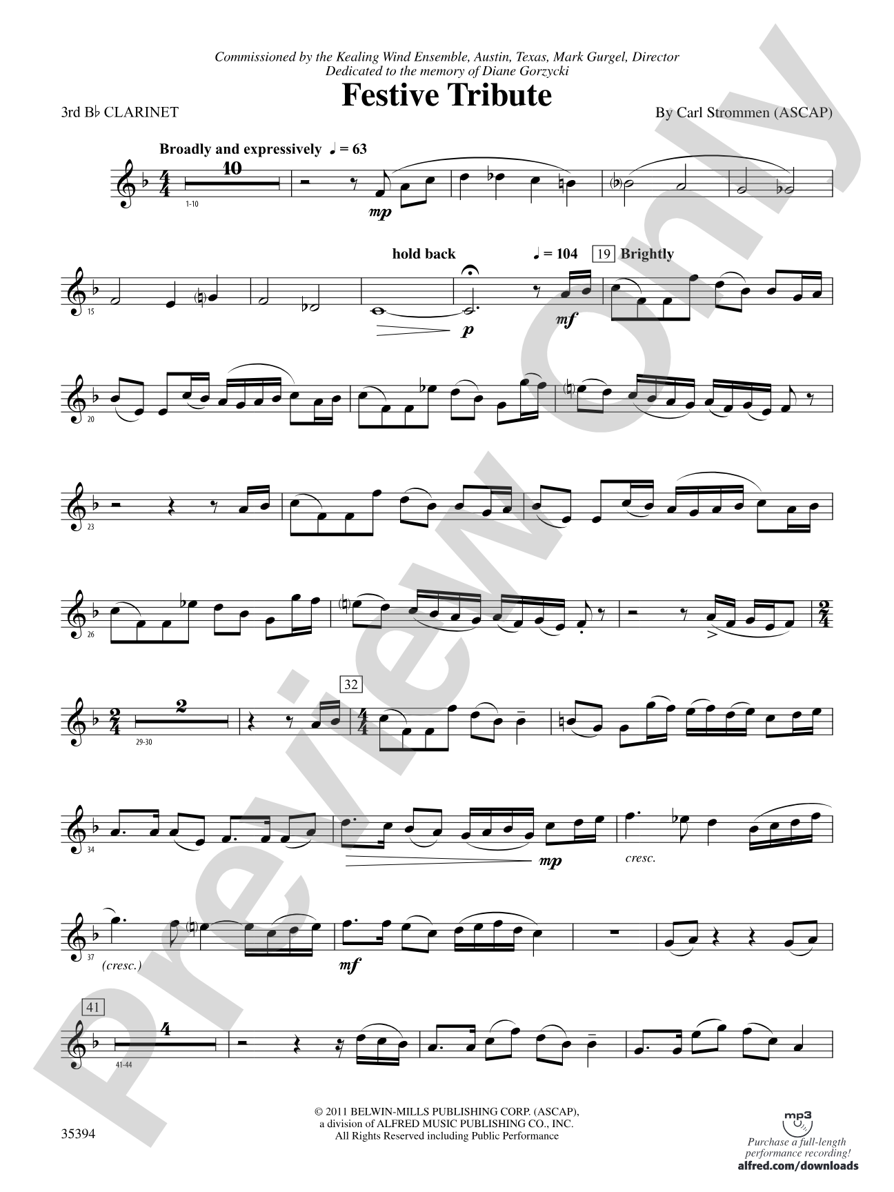Festive Tribute: 3rd B-flat Clarinet