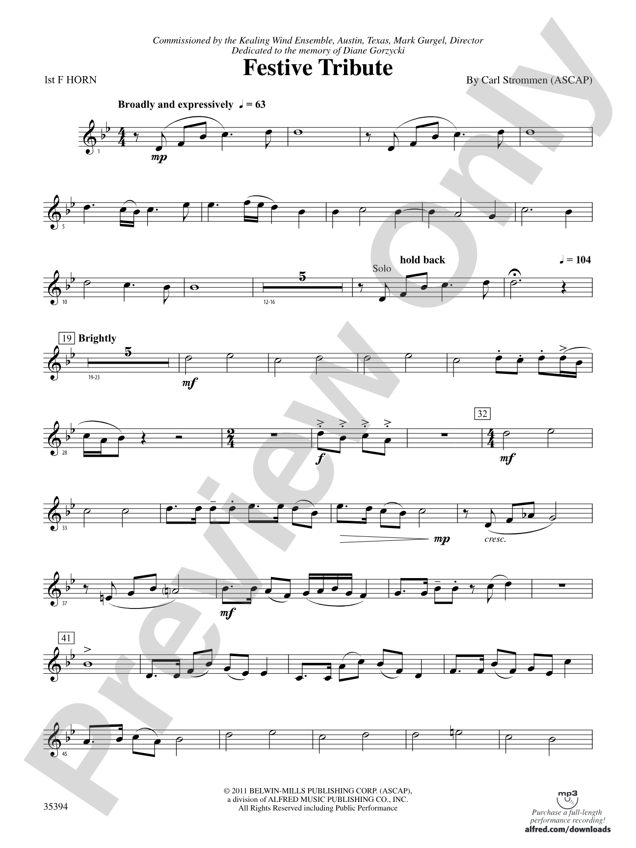 Festive Tribute: 1st F Horn