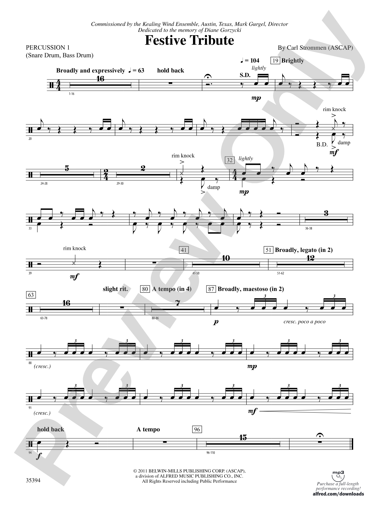Festive Tribute: 1st Percussion