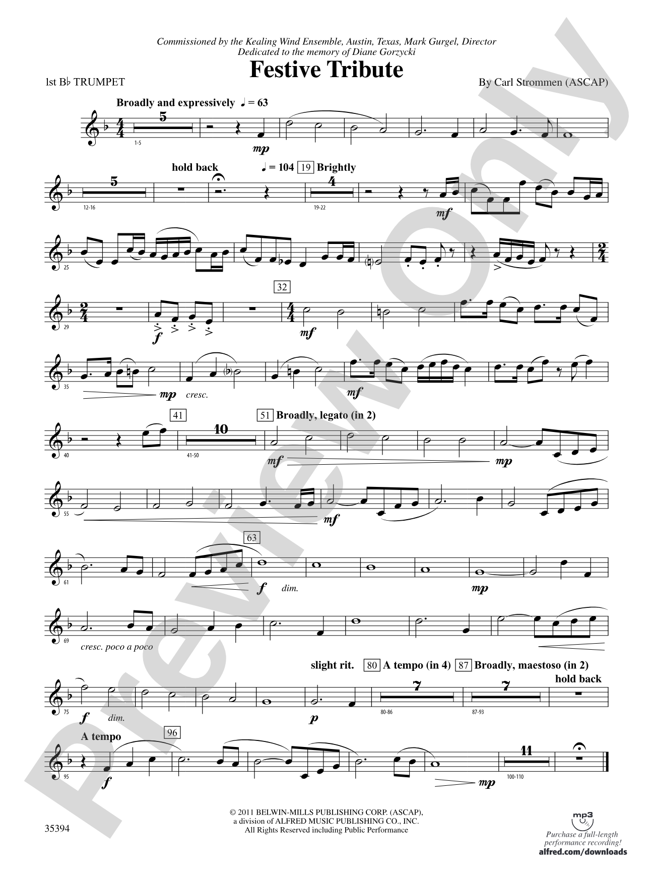 Festive Tribute: 1st B-flat Trumpet