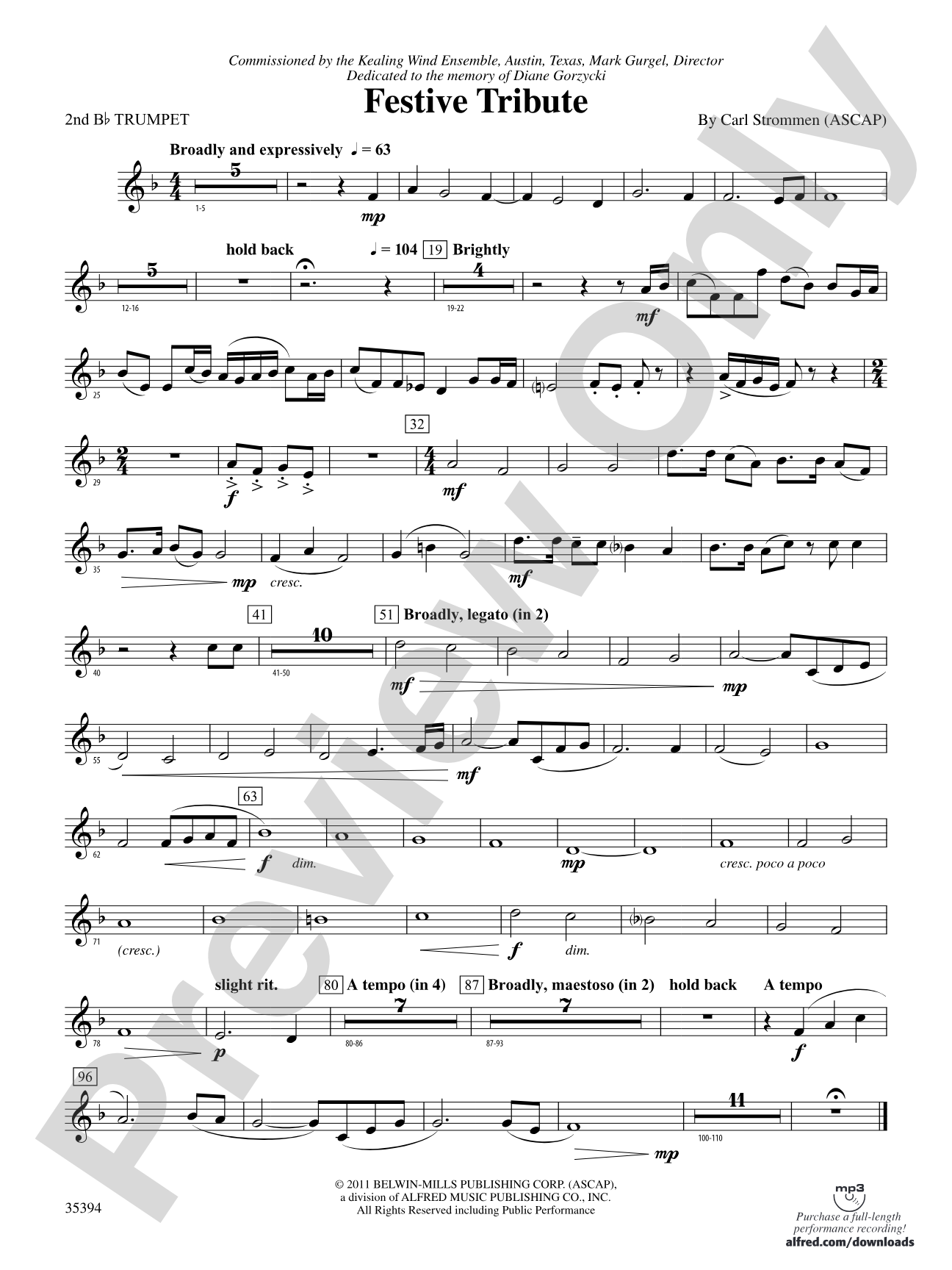 Festive Tribute: 2nd B-flat Trumpet