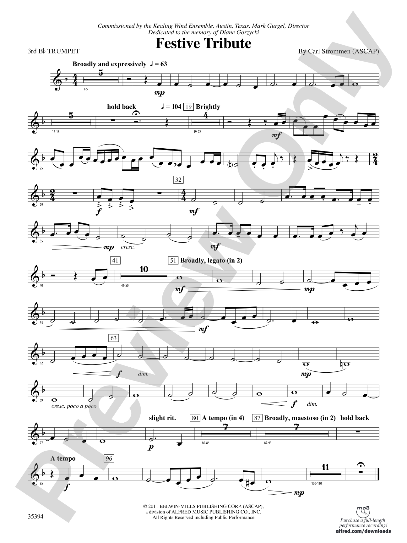 Festive Tribute: 3rd B-flat Trumpet