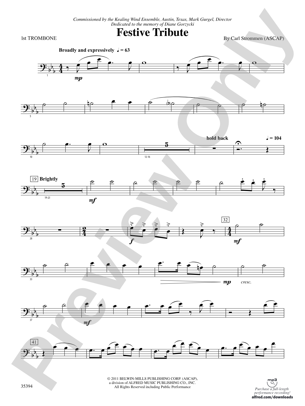 Festive Tribute: 1st Trombone