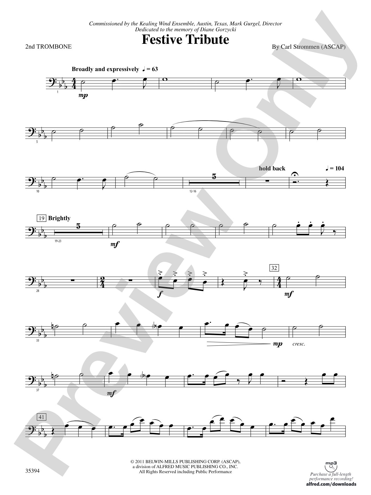 Festive Tribute: 2nd Trombone
