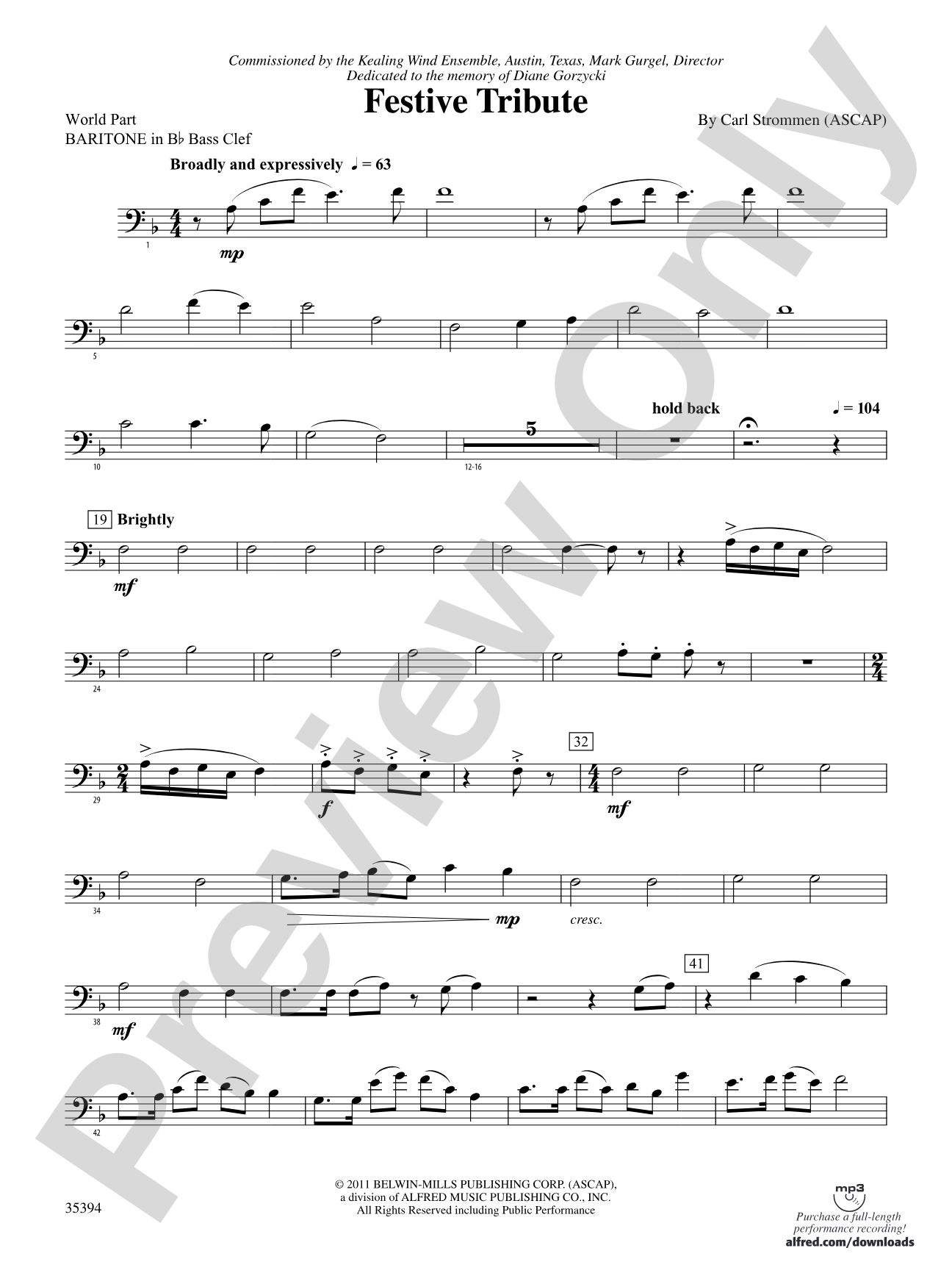 Festive Tribute: (wp) B-flat Baritone B.C.