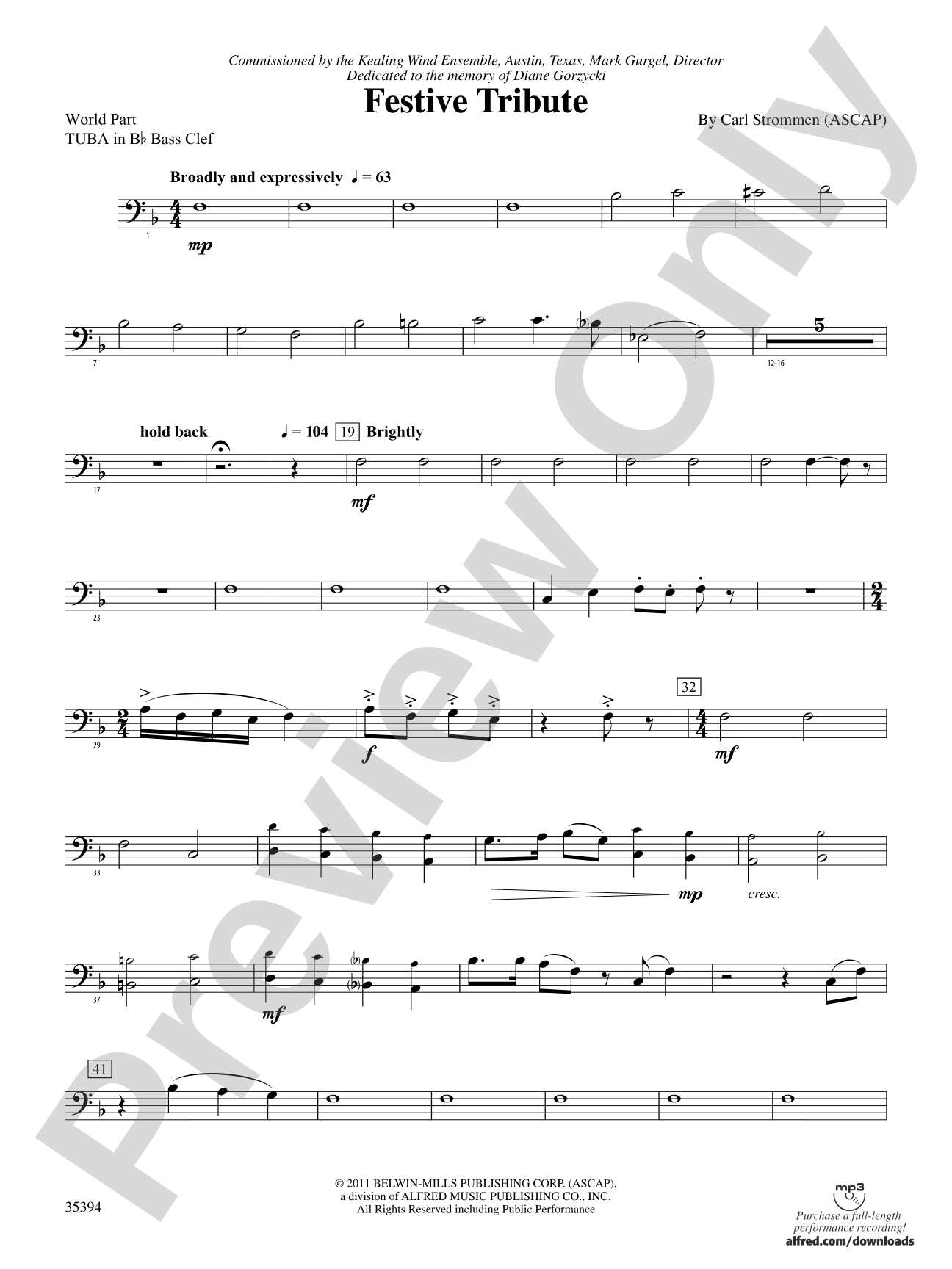 Festive Tribute: (wp) B-flat Tuba B.C.