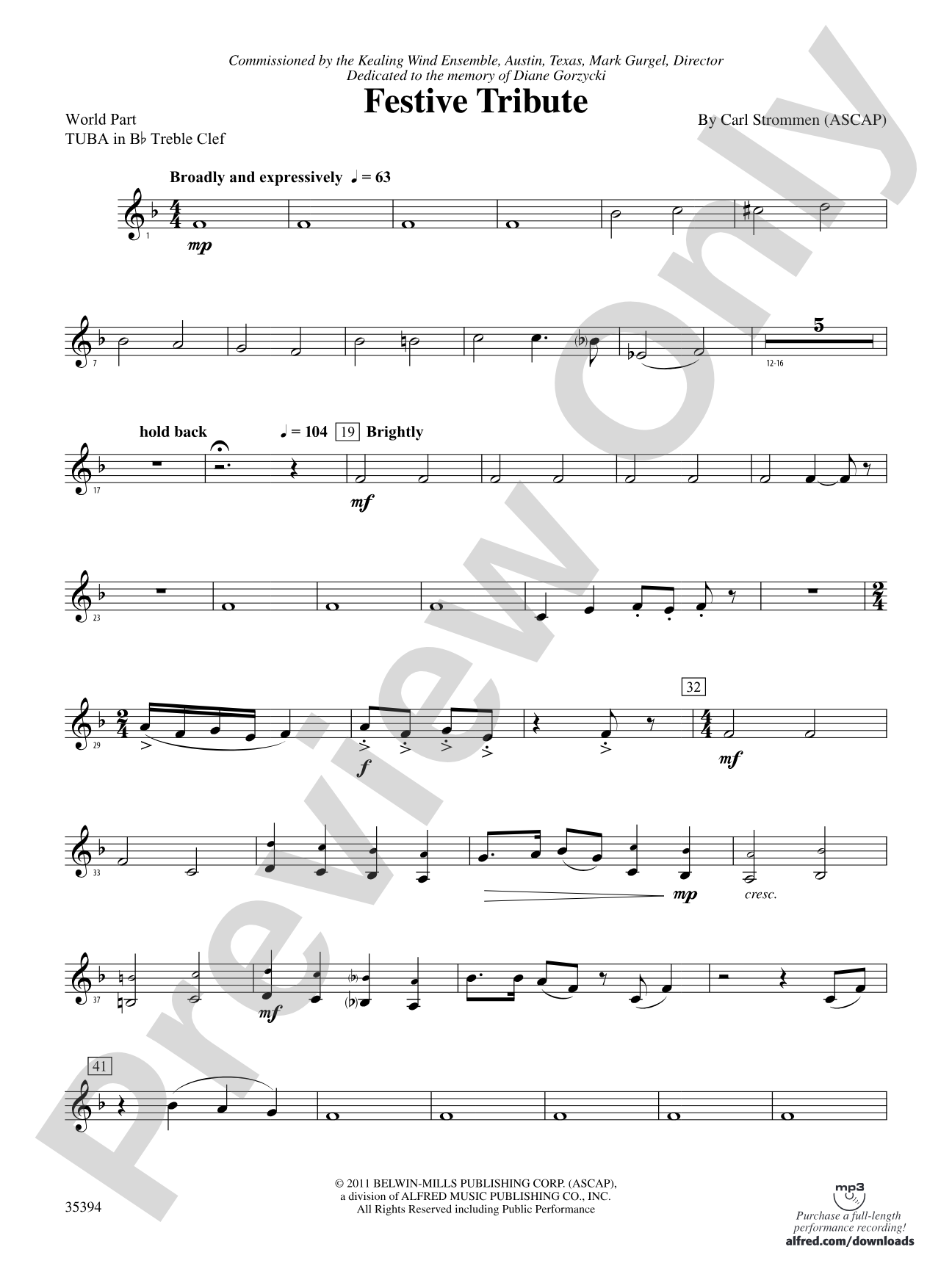 Festive Tribute: (wp) B-flat Tuba T.C.