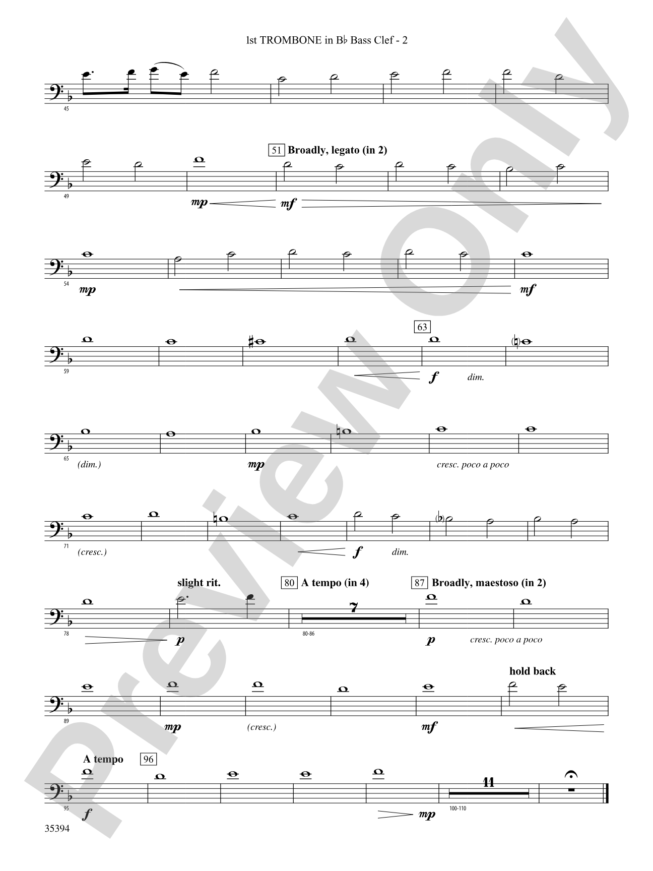 Festive Tribute: (wp) 1st B-flat Trombone B.C.
