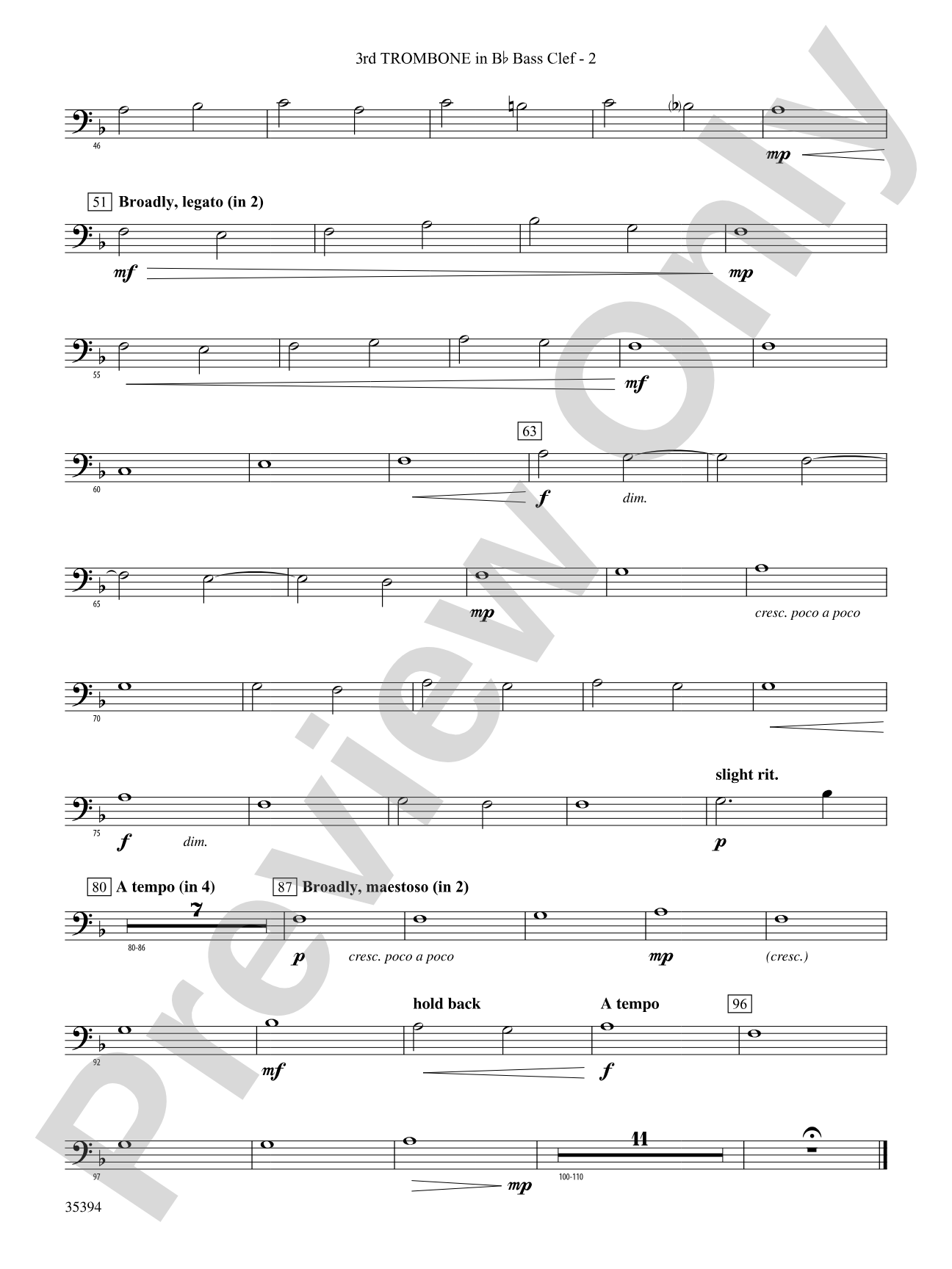 Festive Tribute: (wp) 3rd B-flat Trombone B.C.