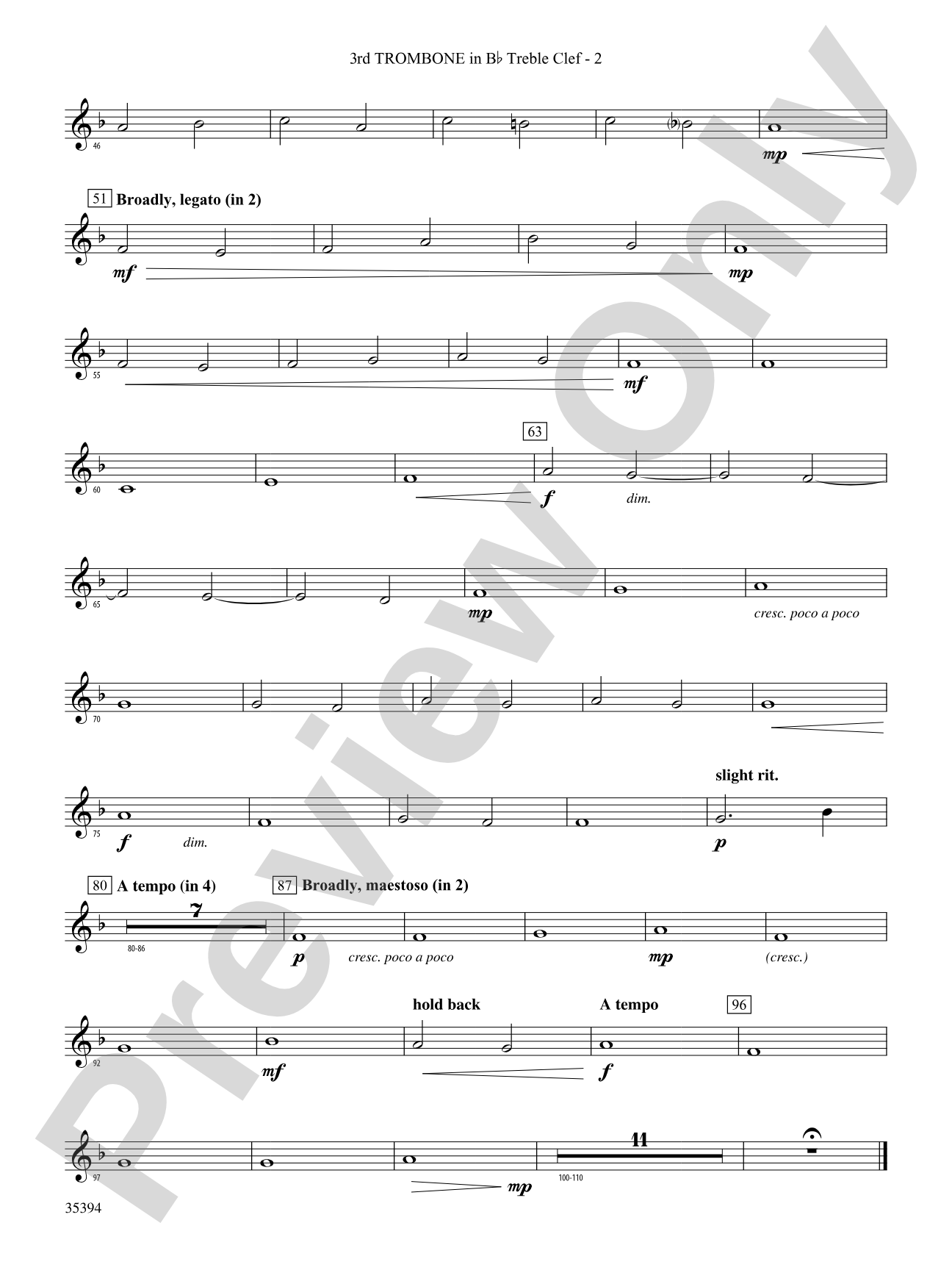Festive Tribute: (wp) 3rd B-flat Trombone T.C.