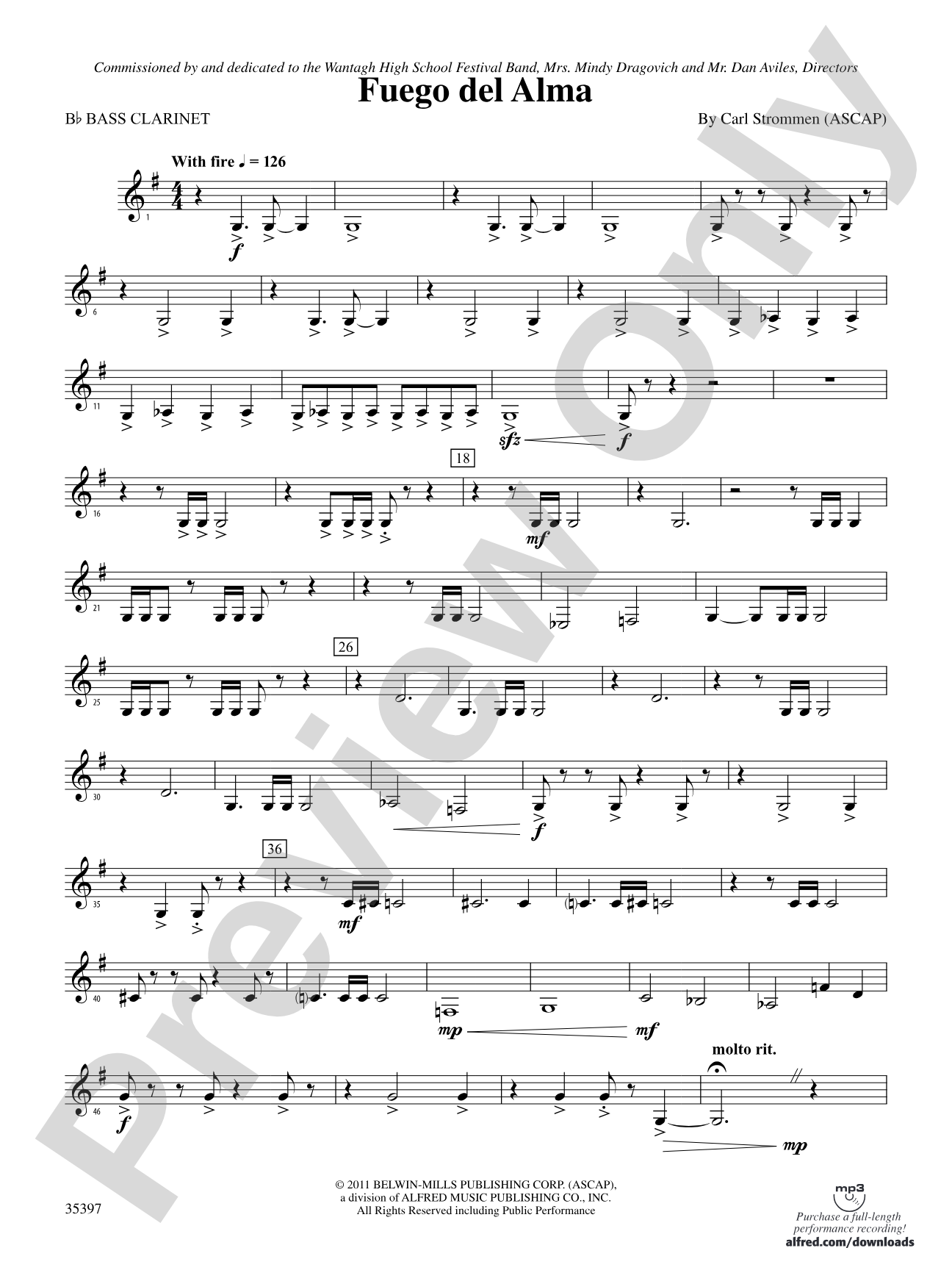 Fuego del Alma: B-flat Bass Clarinet