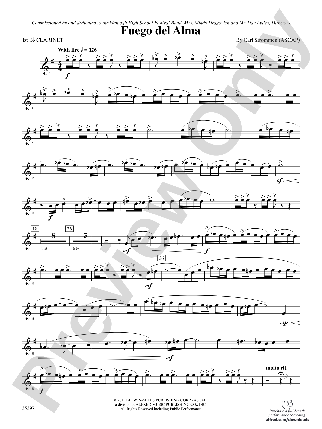 Fuego del Alma: 1st B-flat Clarinet