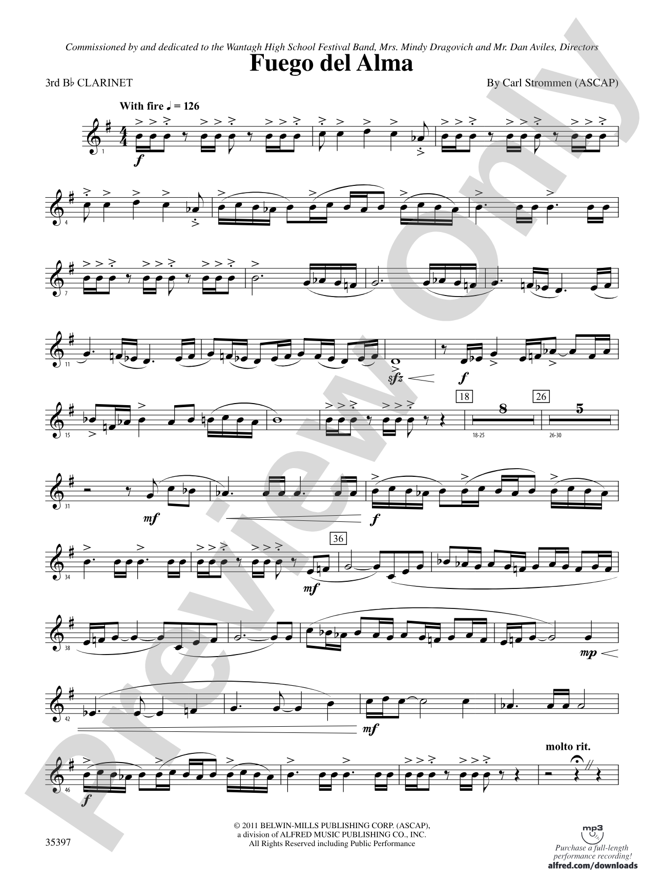 Fuego del Alma: 3rd B-flat Clarinet