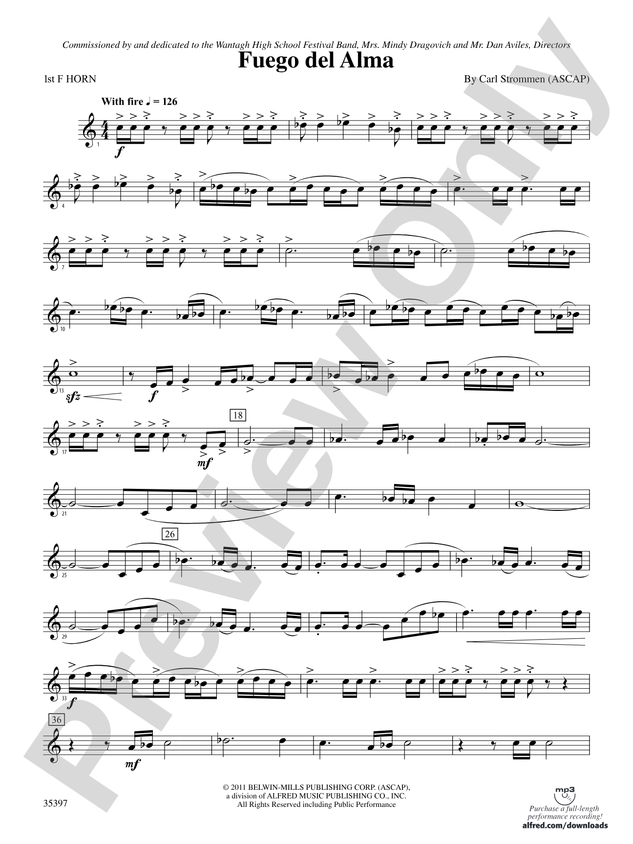 Fuego del Alma: 1st F Horn