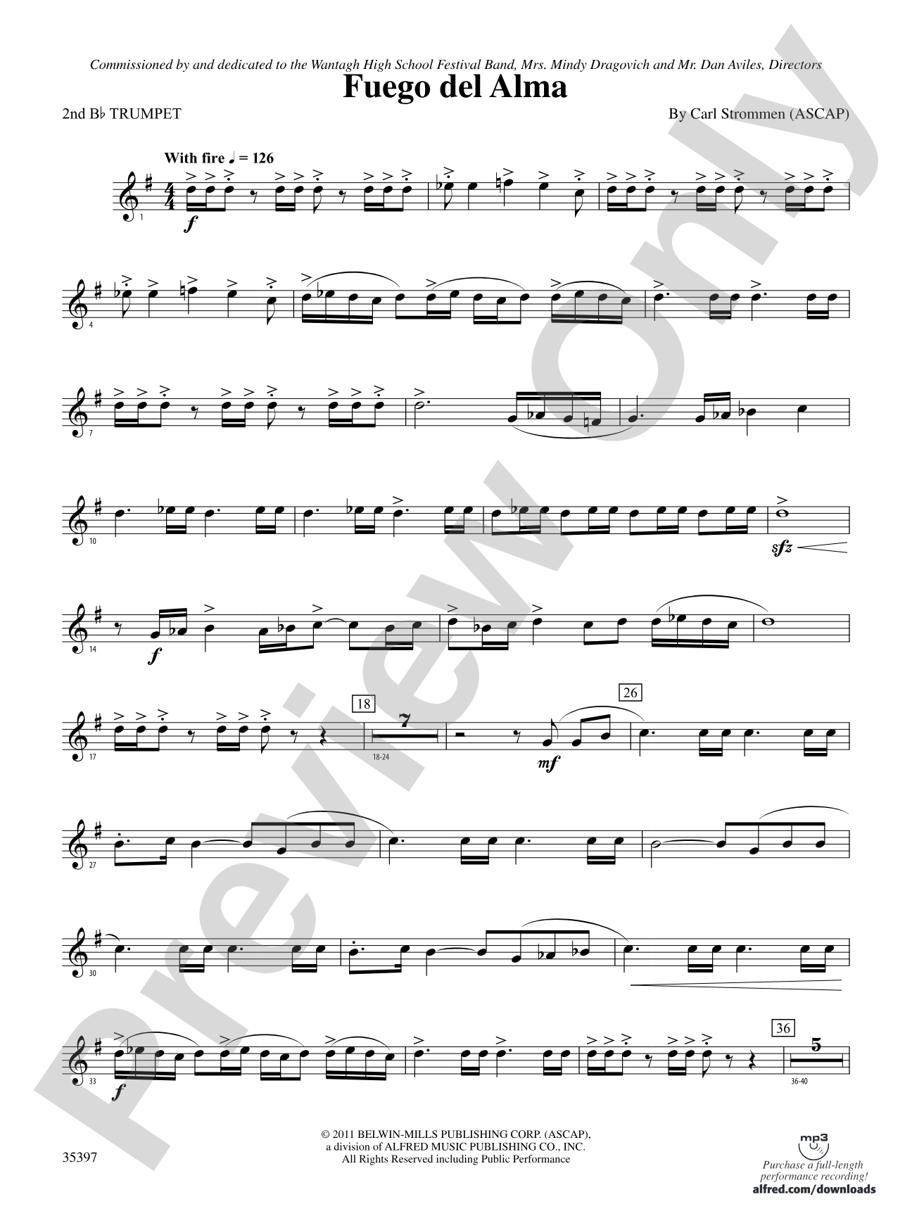 Fuego del Alma: 2nd B-flat Trumpet