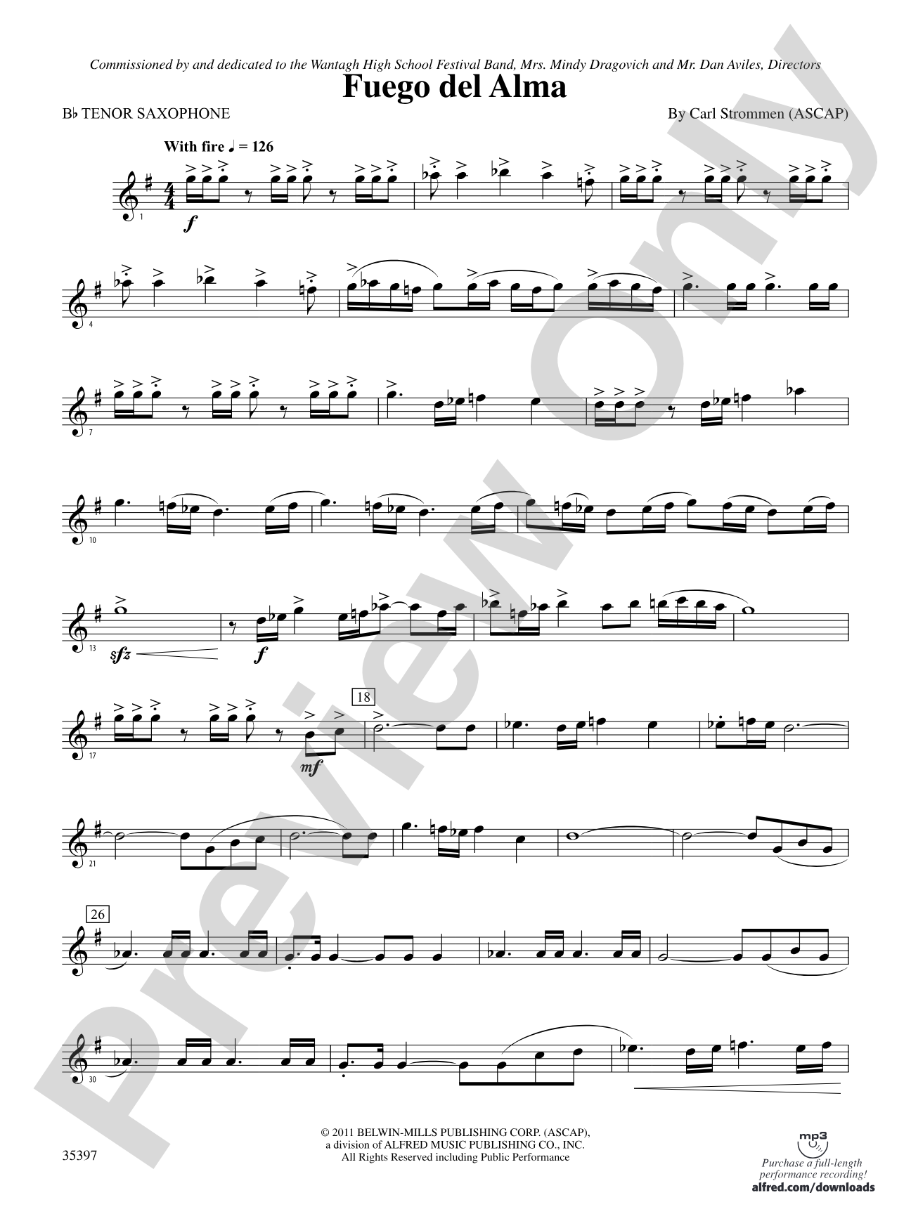 Fuego del Alma: B-flat Tenor Saxophone