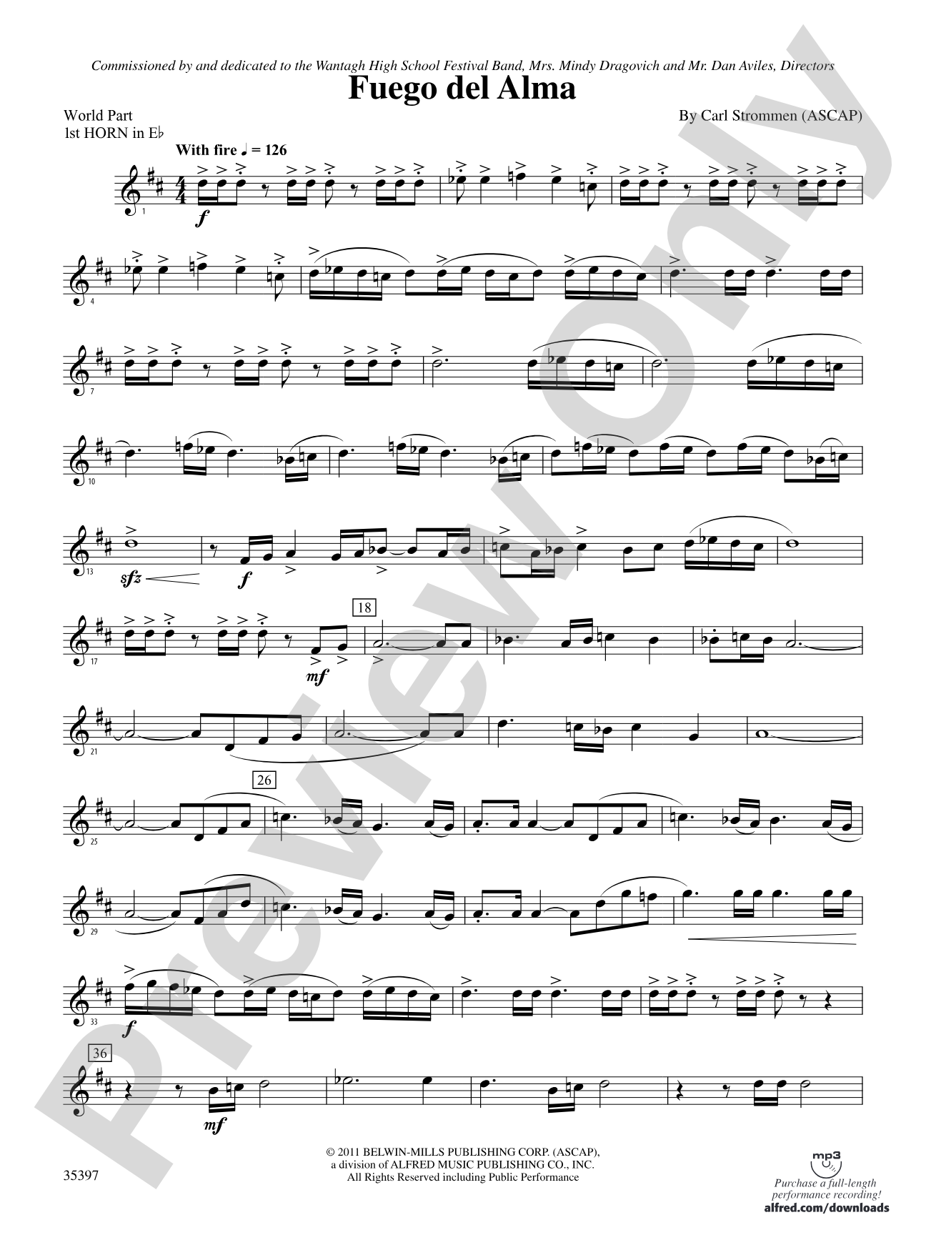 Fuego del Alma: (wp) 1st Horn in E-flat