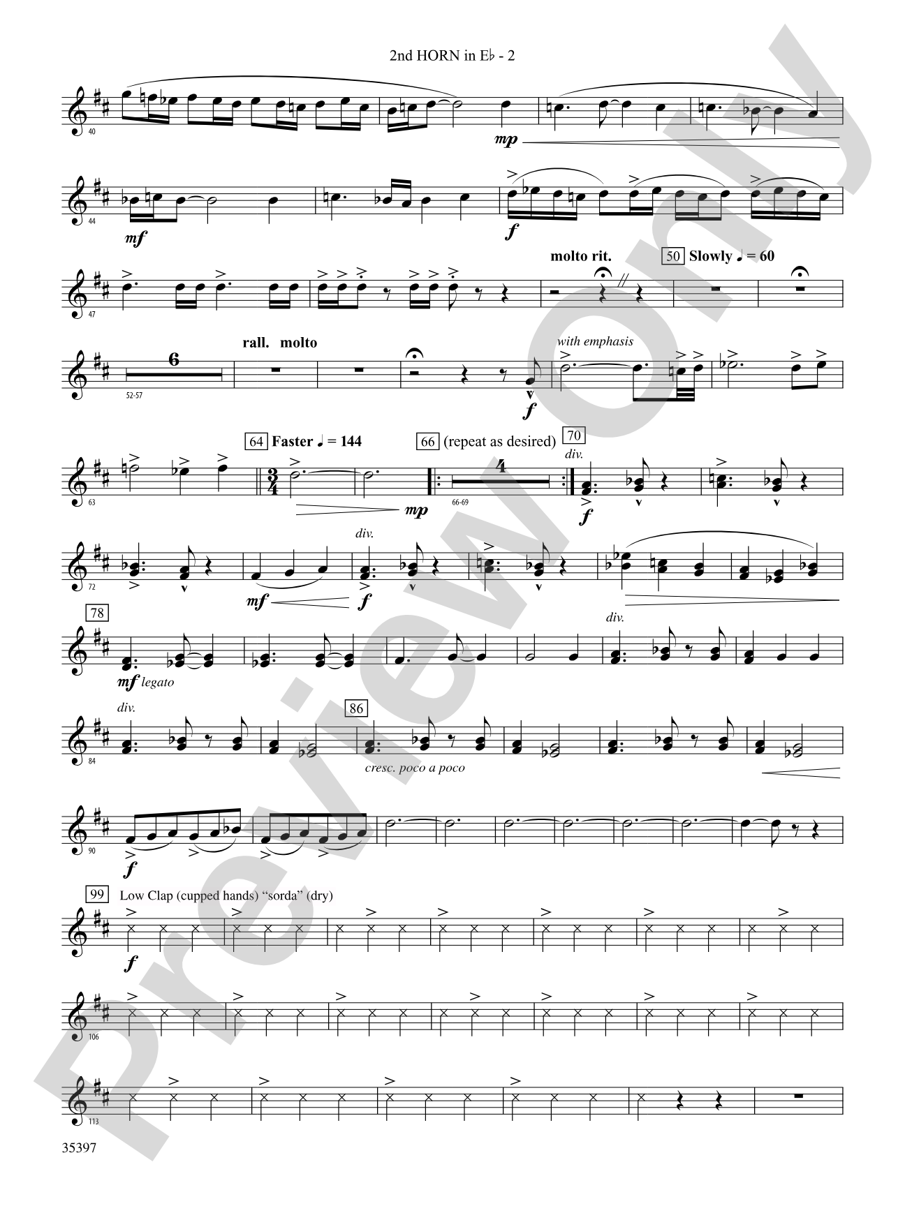 Fuego del Alma: (wp) 2nd Horn in E-flat