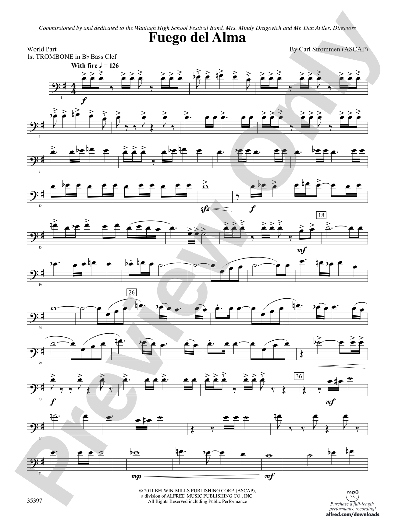 Fuego del Alma: (wp) 1st B-flat Trombone B.C.