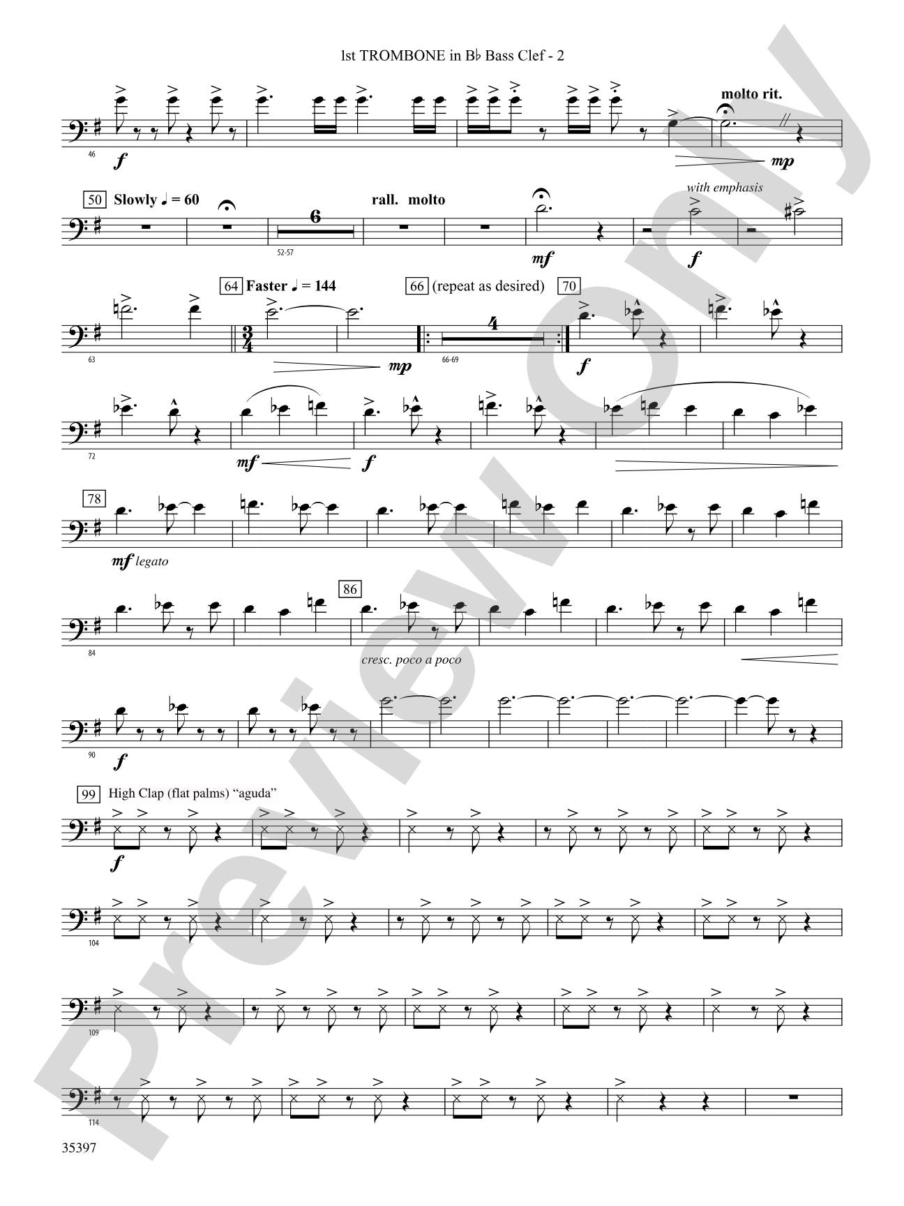 Fuego del Alma: (wp) 1st B-flat Trombone B.C.