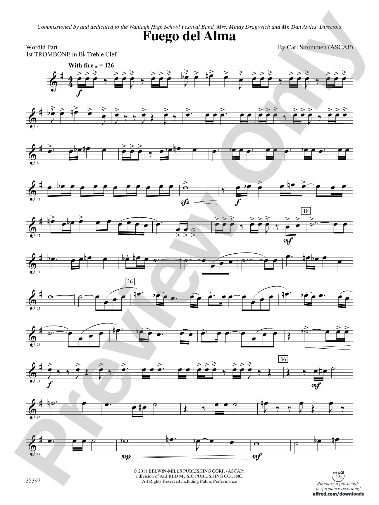 Fuego del Alma: (wp) 1st B-flat Trombone T.C.