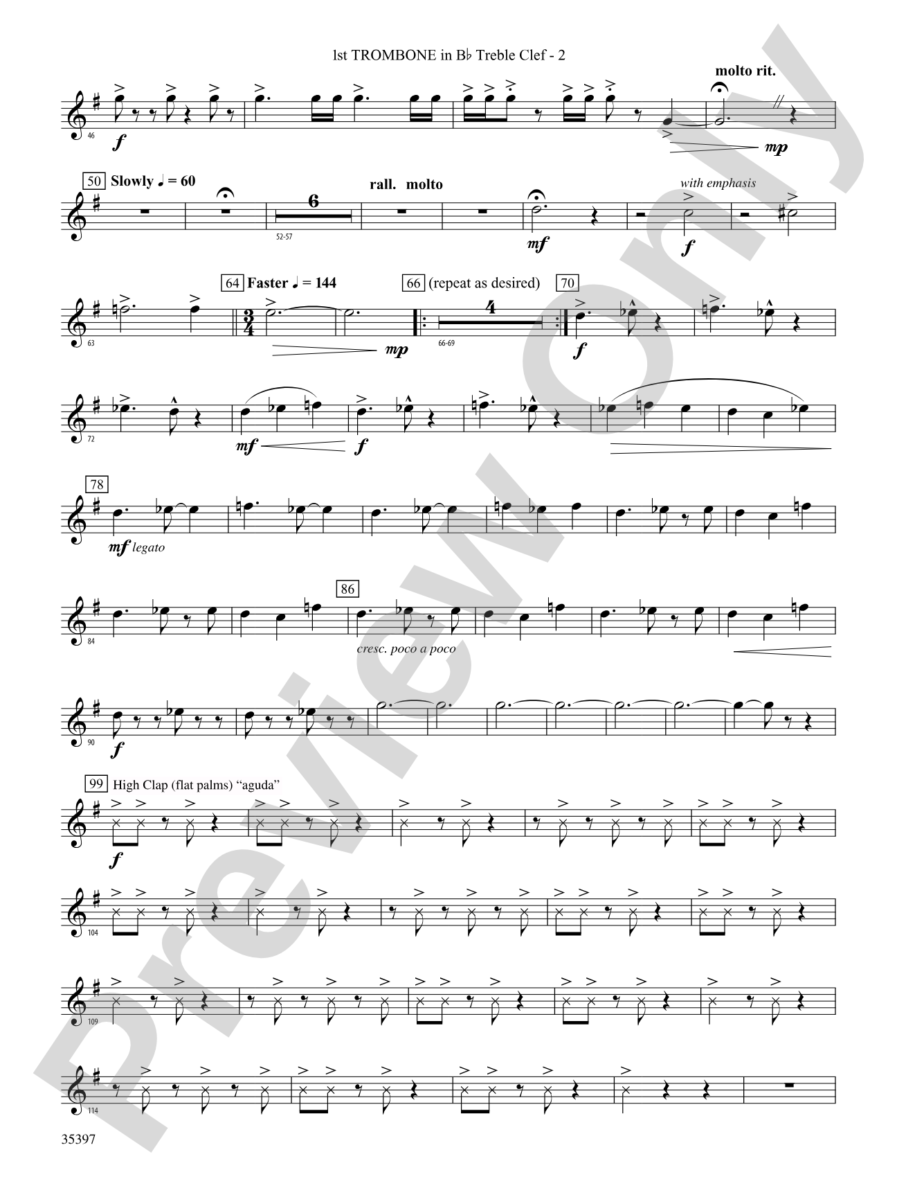 Fuego del Alma: (wp) 1st B-flat Trombone T.C.
