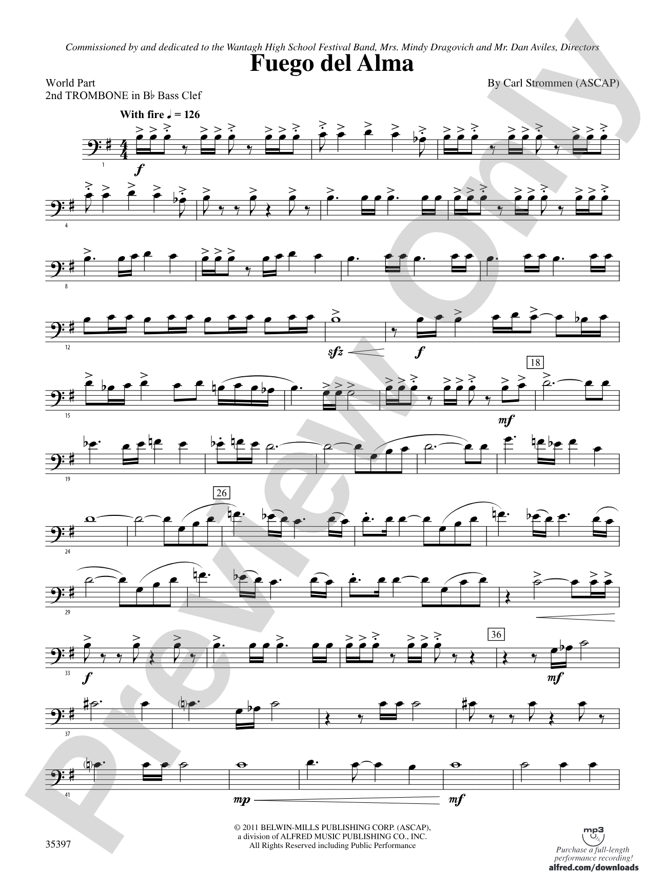 Fuego del Alma: (wp) 2nd B-flat Trombone B.C.