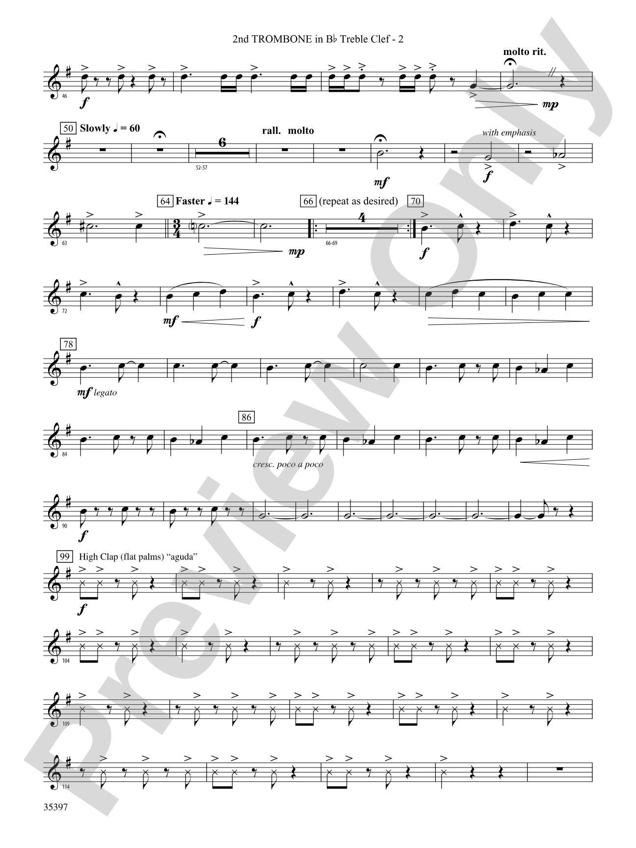 Fuego del Alma: (wp) 2nd B-flat Trombone T.C.