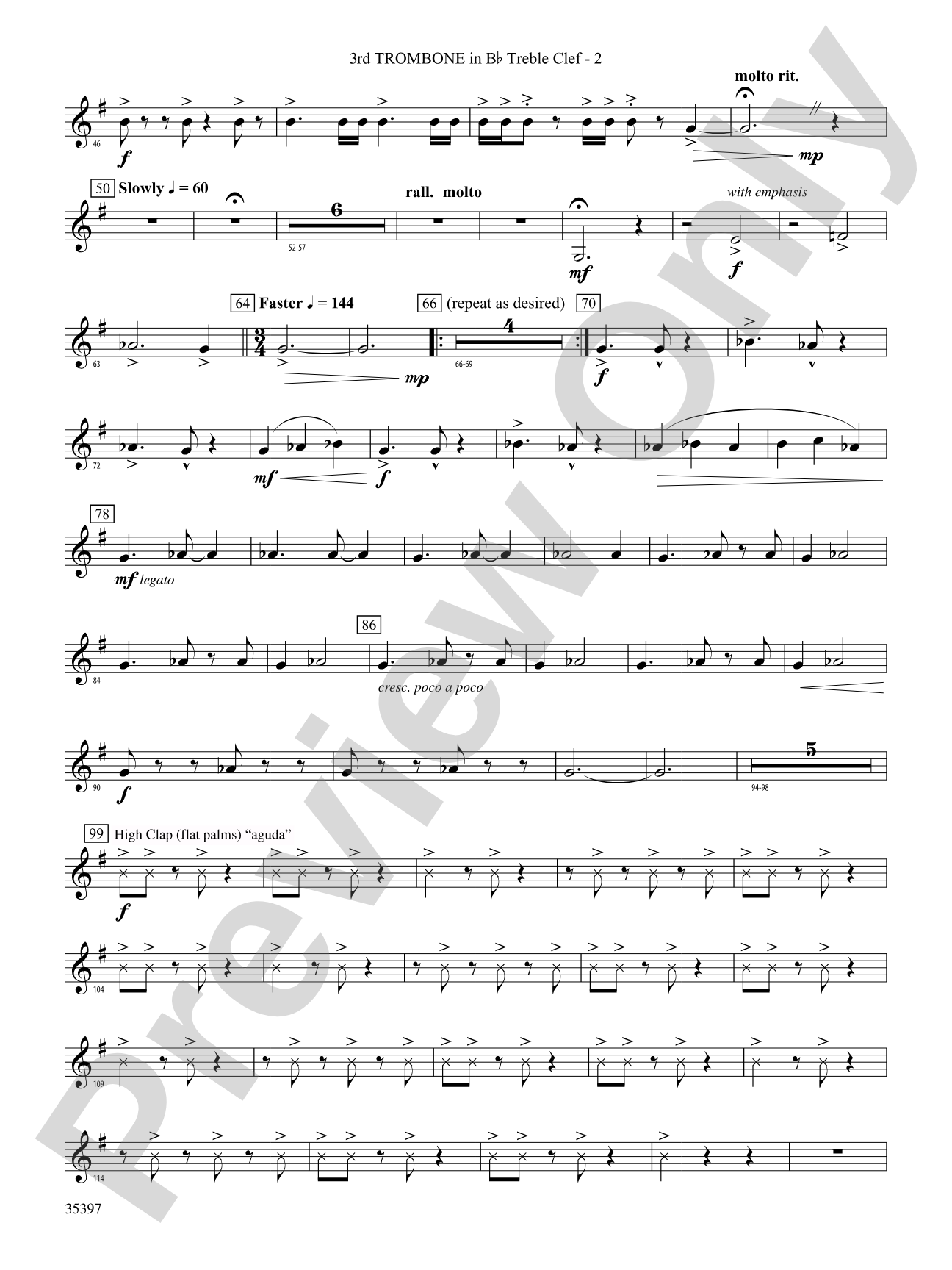 Fuego del Alma: (wp) 3rd B-flat Trombone T.C.