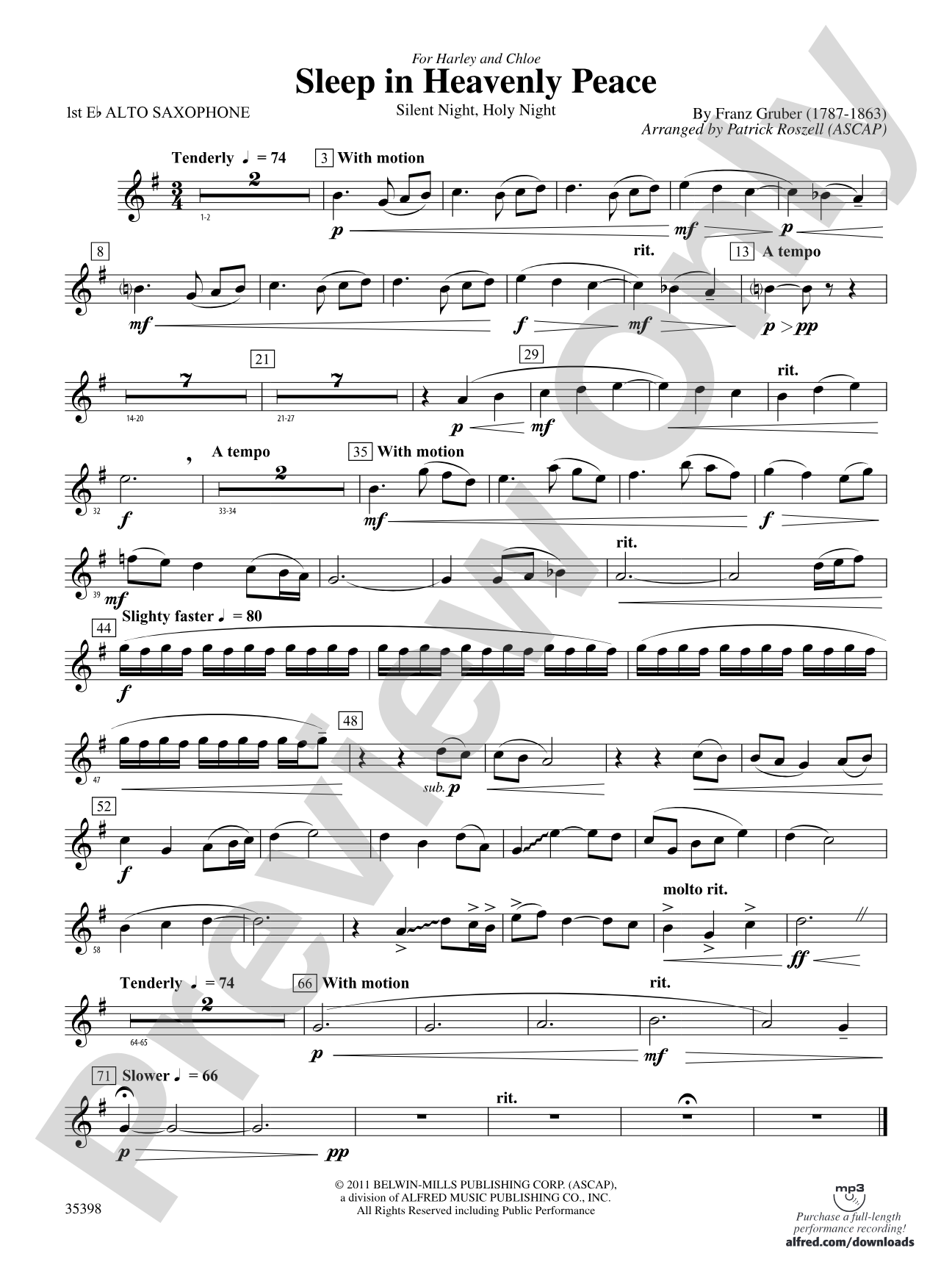 Sleep in Heavenly Peace: E-flat Alto Saxophone