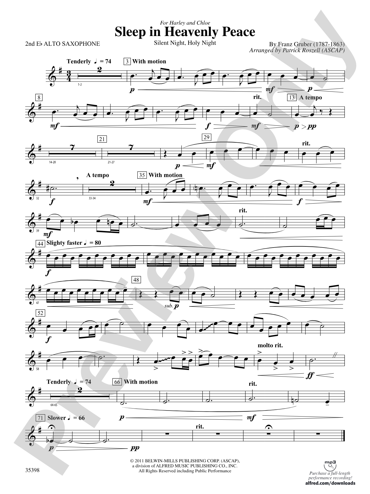 Sleep in Heavenly Peace: 2nd E-flat Alto Saxophone