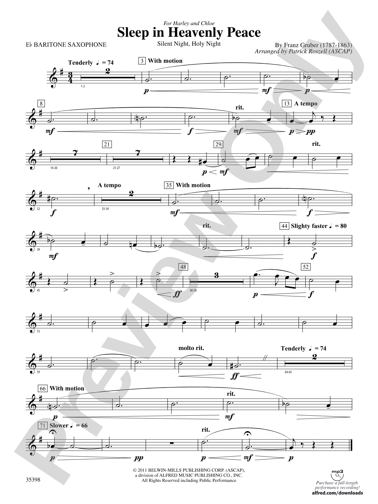 Sleep in Heavenly Peace: E-flat Baritone Saxophone