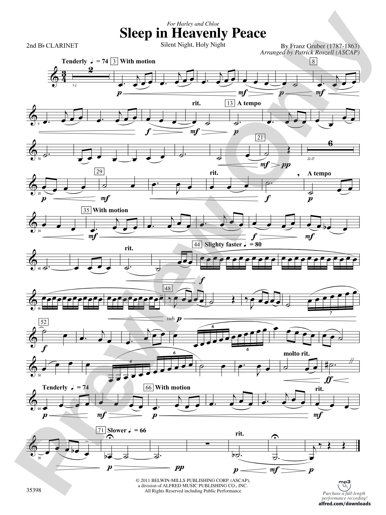 Sleep in Heavenly Peace: 2nd B-flat Clarinet
