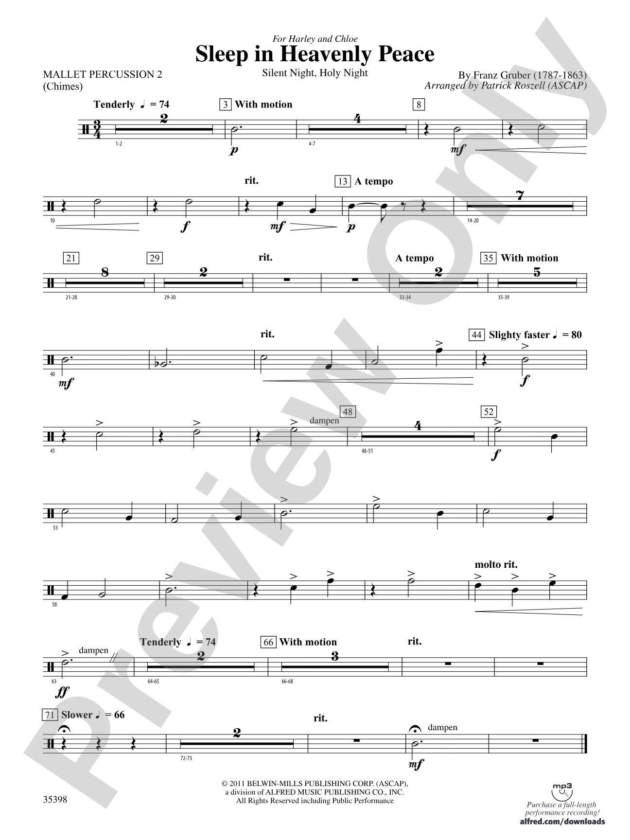 Sleep in Heavenly Peace: 2nd Mallet Percussion