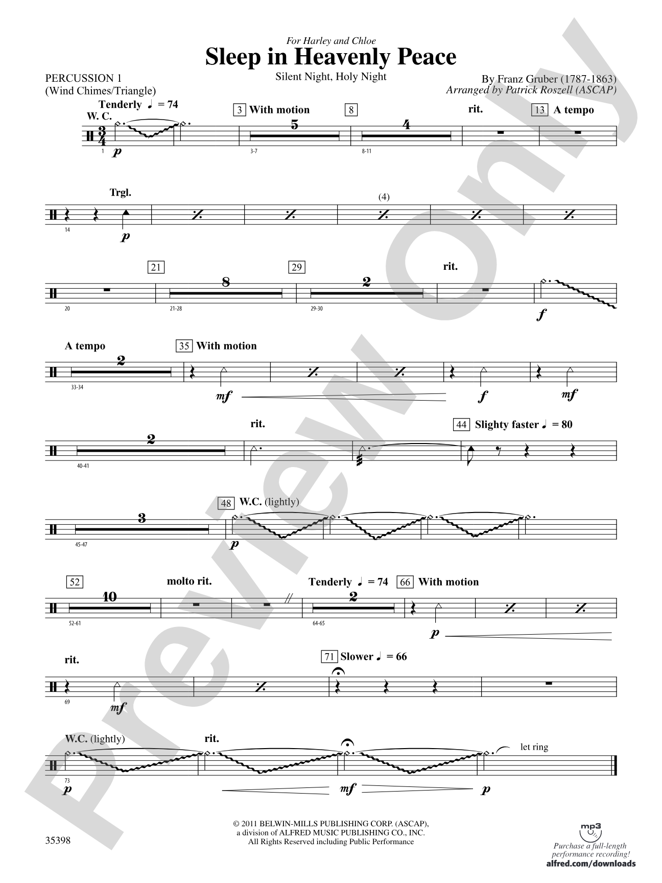 Sleep in Heavenly Peace: 1st Percussion