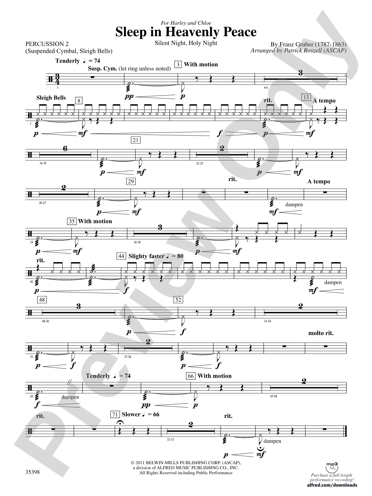 Sleep in Heavenly Peace: 2nd Percussion