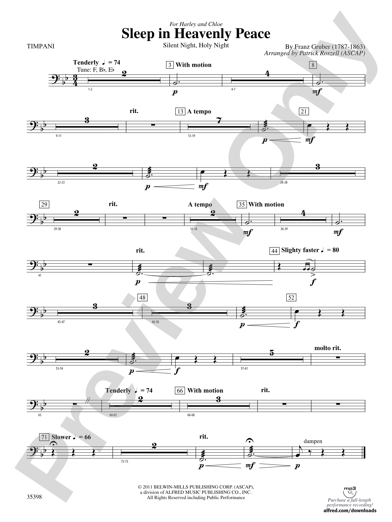 Sleep in Heavenly Peace: Timpani