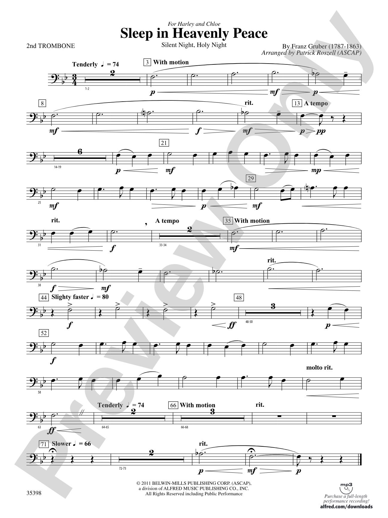 Sleep in Heavenly Peace: 2nd Trombone