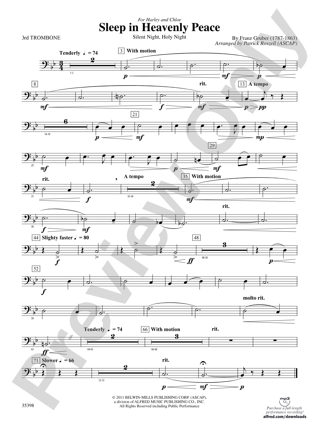 Sleep in Heavenly Peace: 3rd Trombone