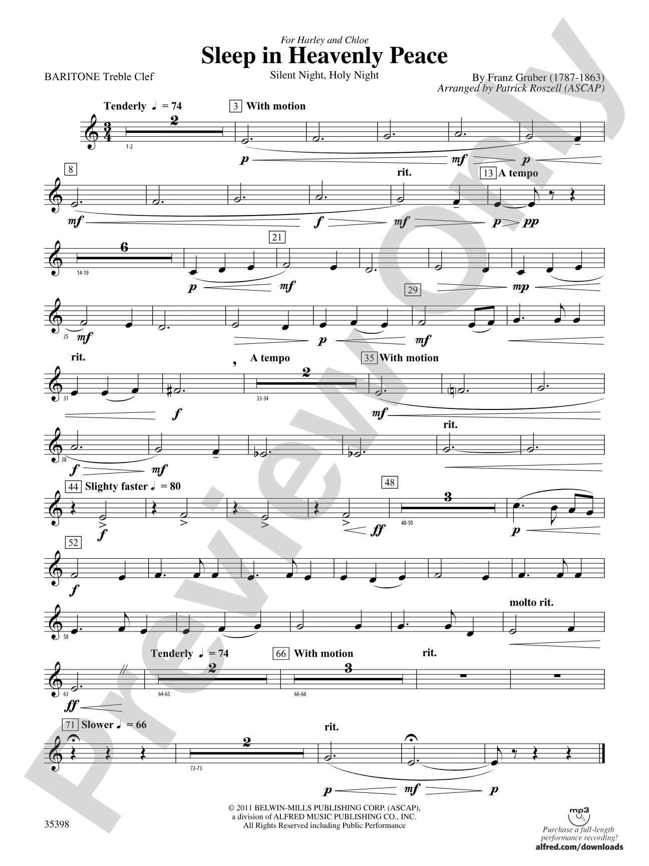Sleep in Heavenly Peace: (wp) Baritone T.C.
