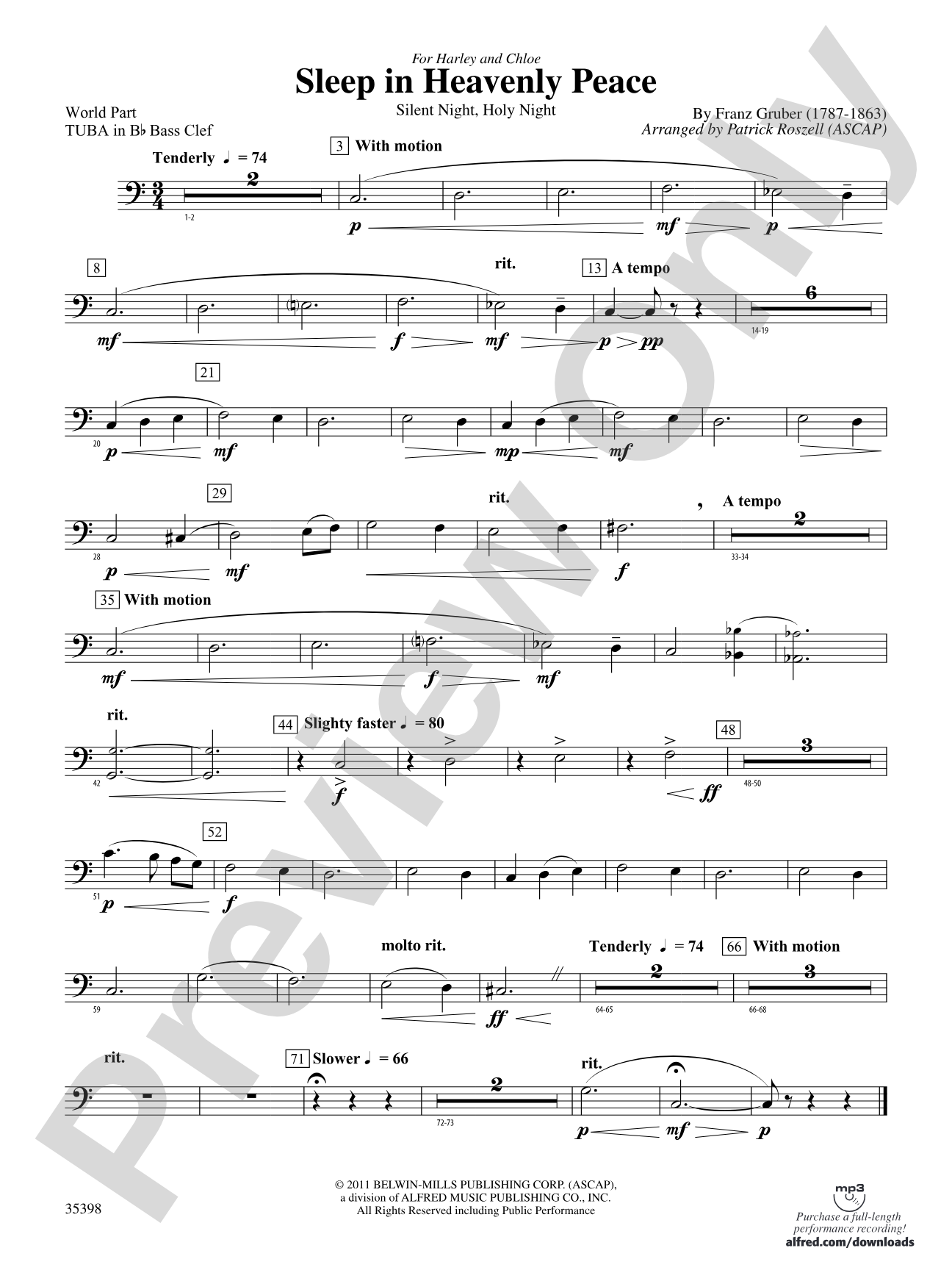 Sleep in Heavenly Peace: (wp) B-flat Tuba B.C.