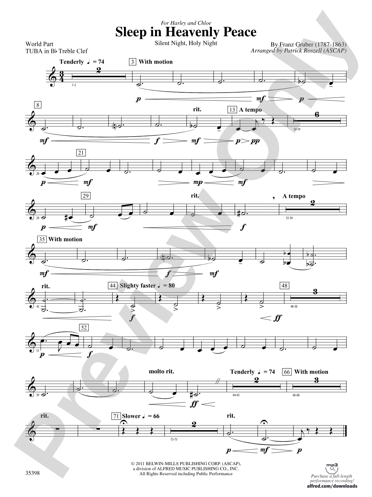 Sleep in Heavenly Peace: (wp) B-flat Tuba T.C.