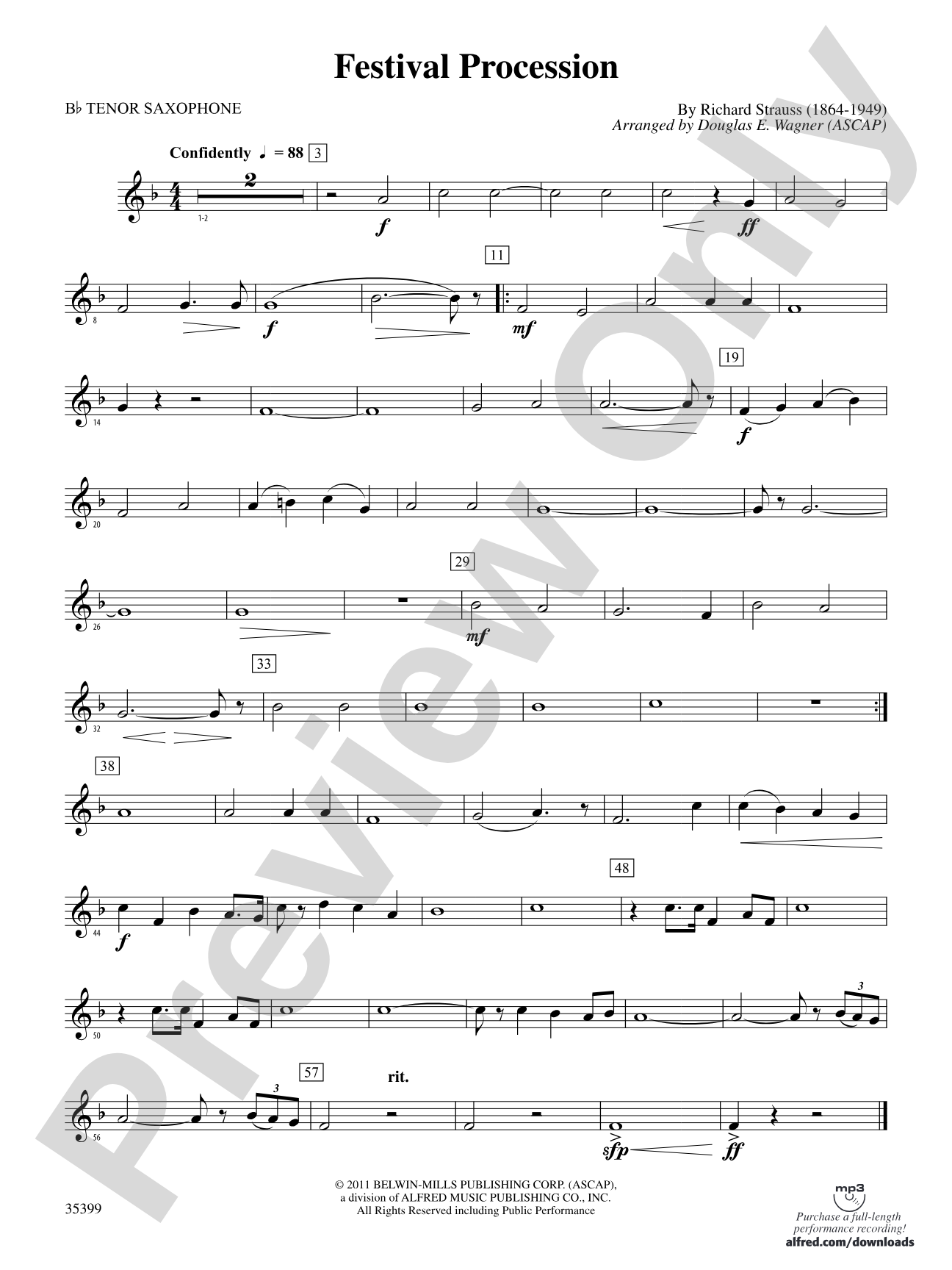 Festival Procession: B-flat Tenor Saxophone