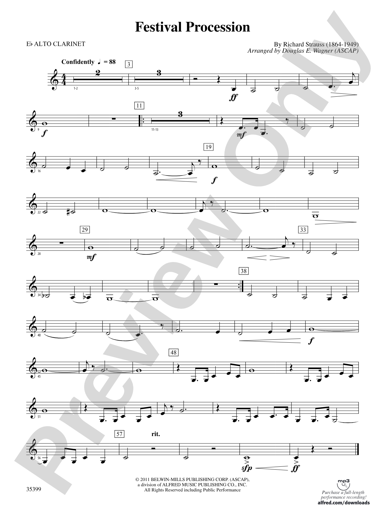 Festival Procession: (wp) E-flat Alto Clarinet
