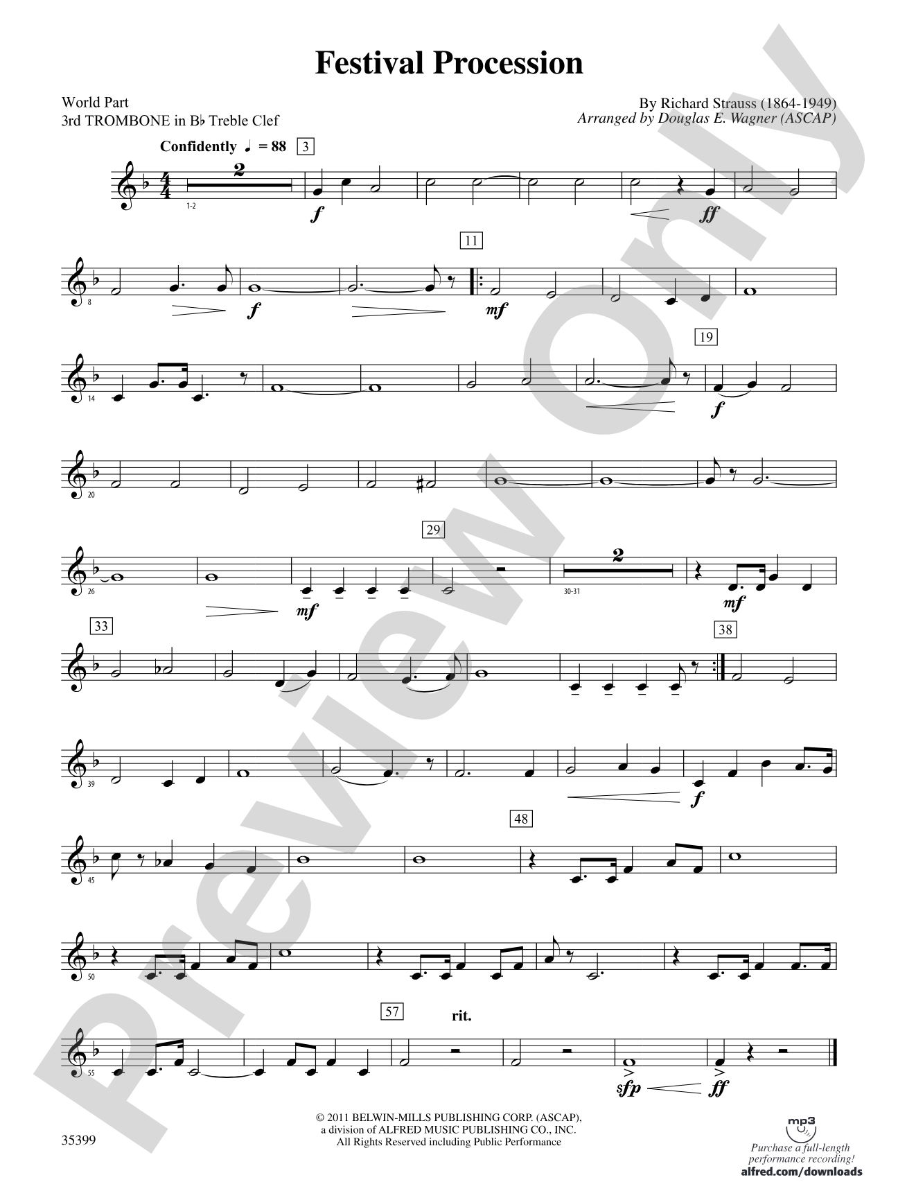 Festival Procession: (wp) 3rd B-flat Trombone T.C.