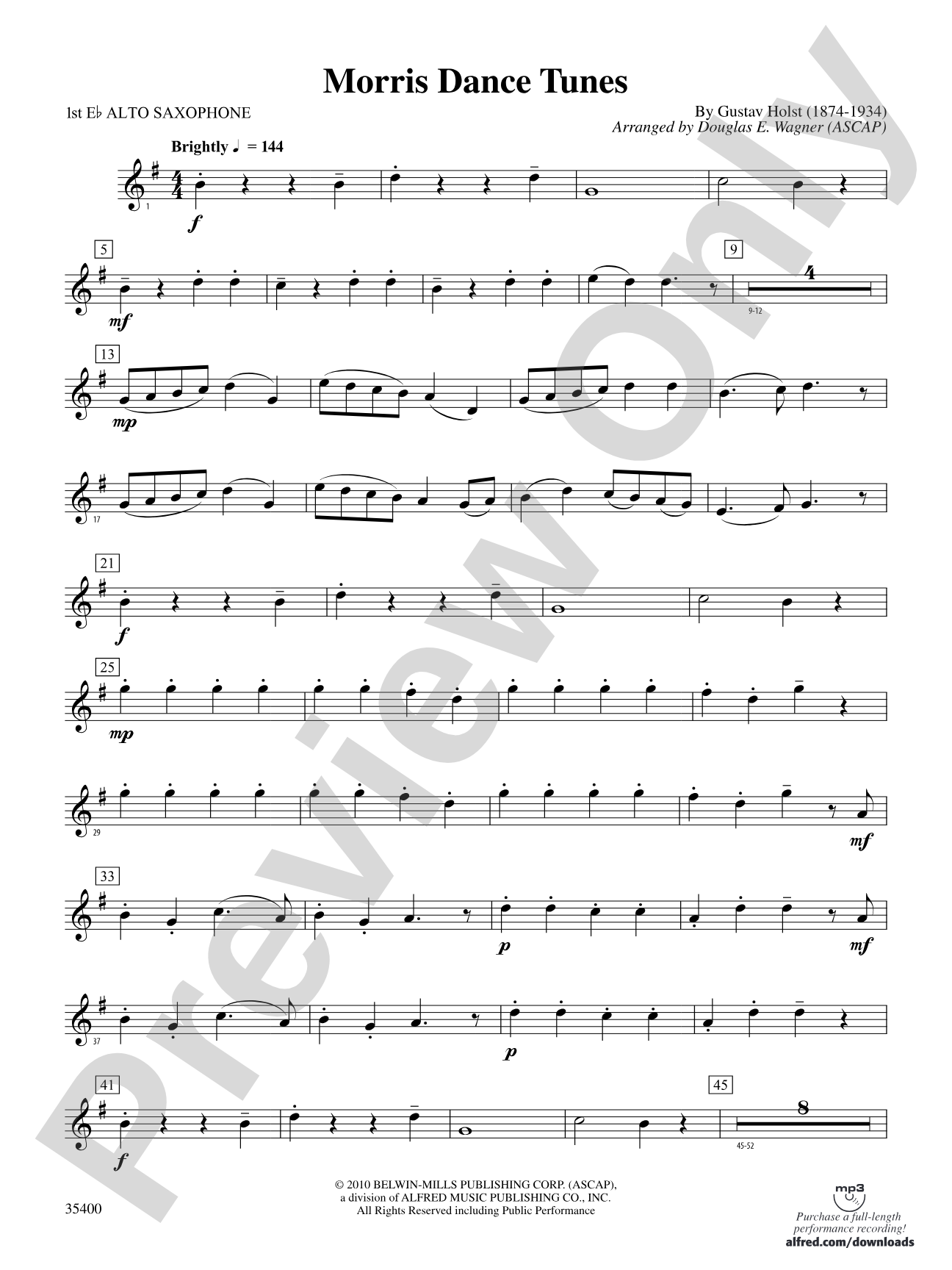 Morris Dance Tunes: E-flat Alto Saxophone