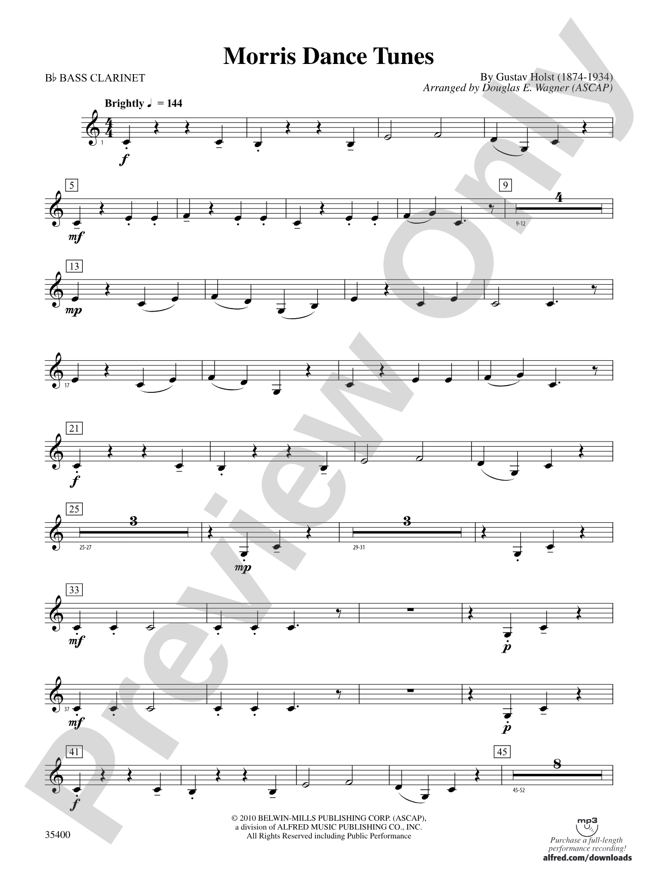 Morris Dance Tunes: B-flat Bass Clarinet