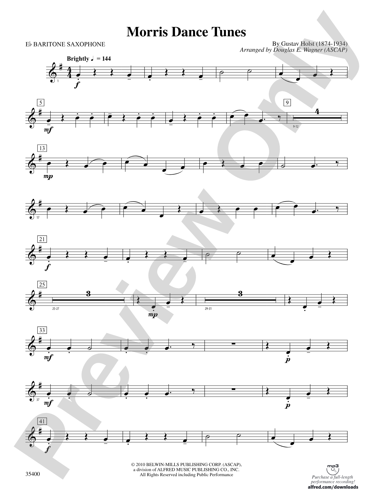 Morris Dance Tunes: E-flat Baritone Saxophone