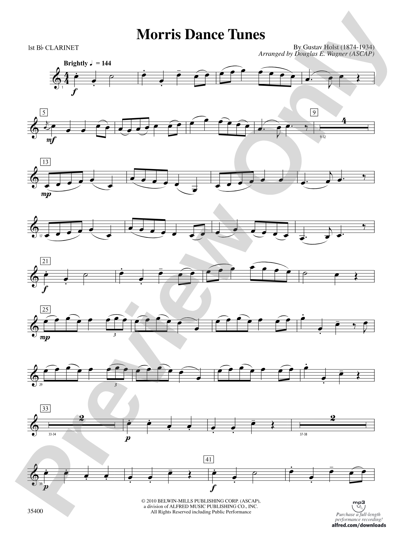 Morris Dance Tunes: 1st B-flat Clarinet